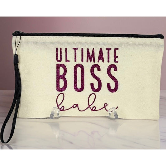 Canvas Zip Wristlet Pouch “Ultimate Boss Babe”