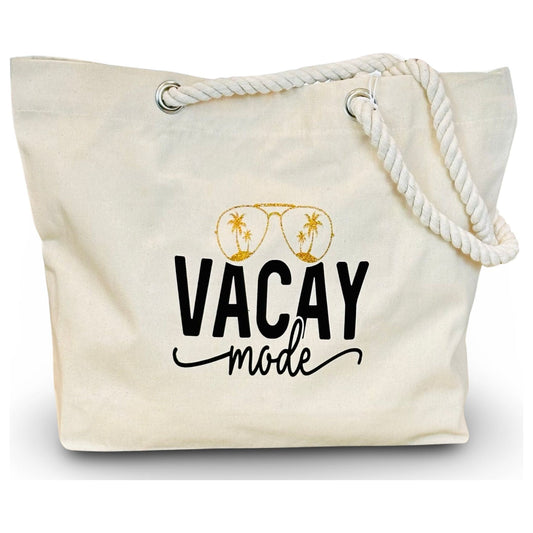 Canvas Beach Tote "Vacay Mode "