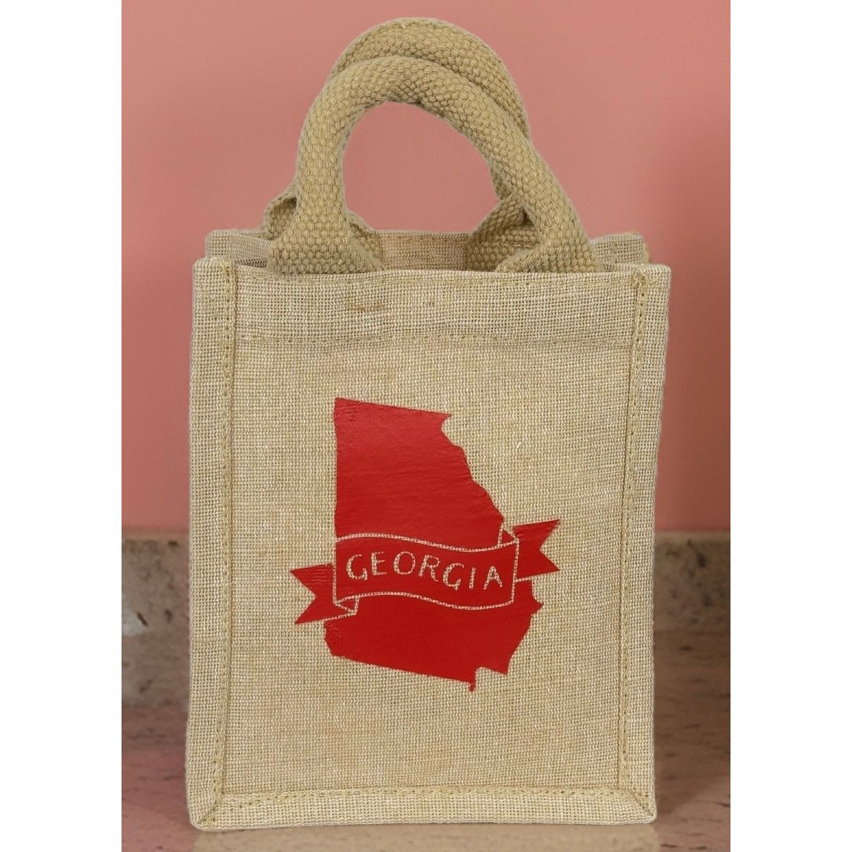 Mini Burlap Top Handle Bag “Georgia”