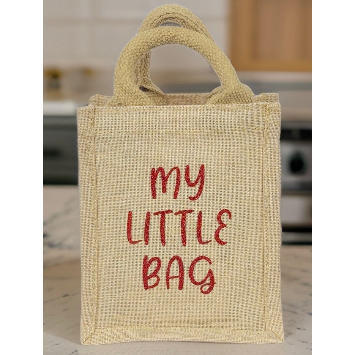 Mini Burlap Top Handle Bag “My Little Bag”