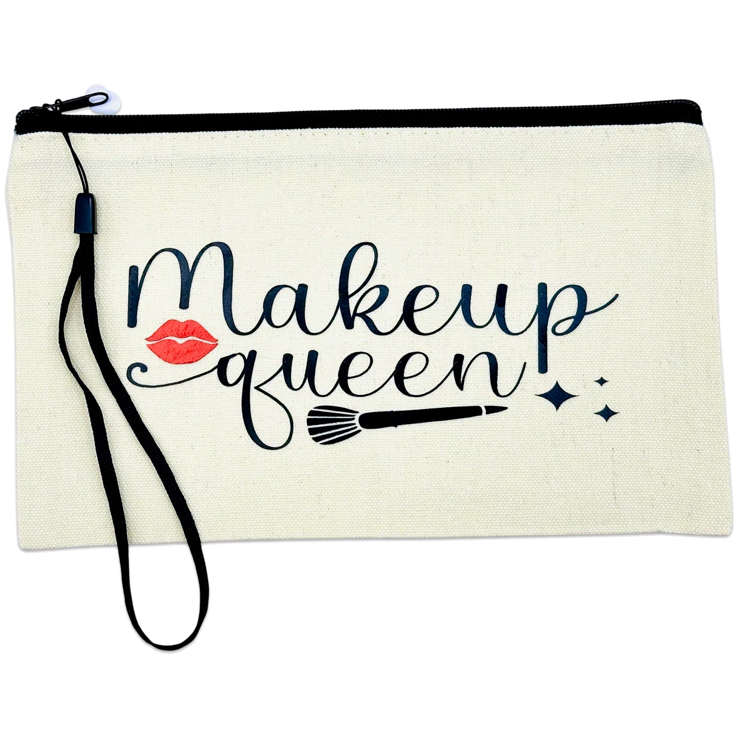 Canvas Zip Pouch/Wristlet "Makeup Queen"