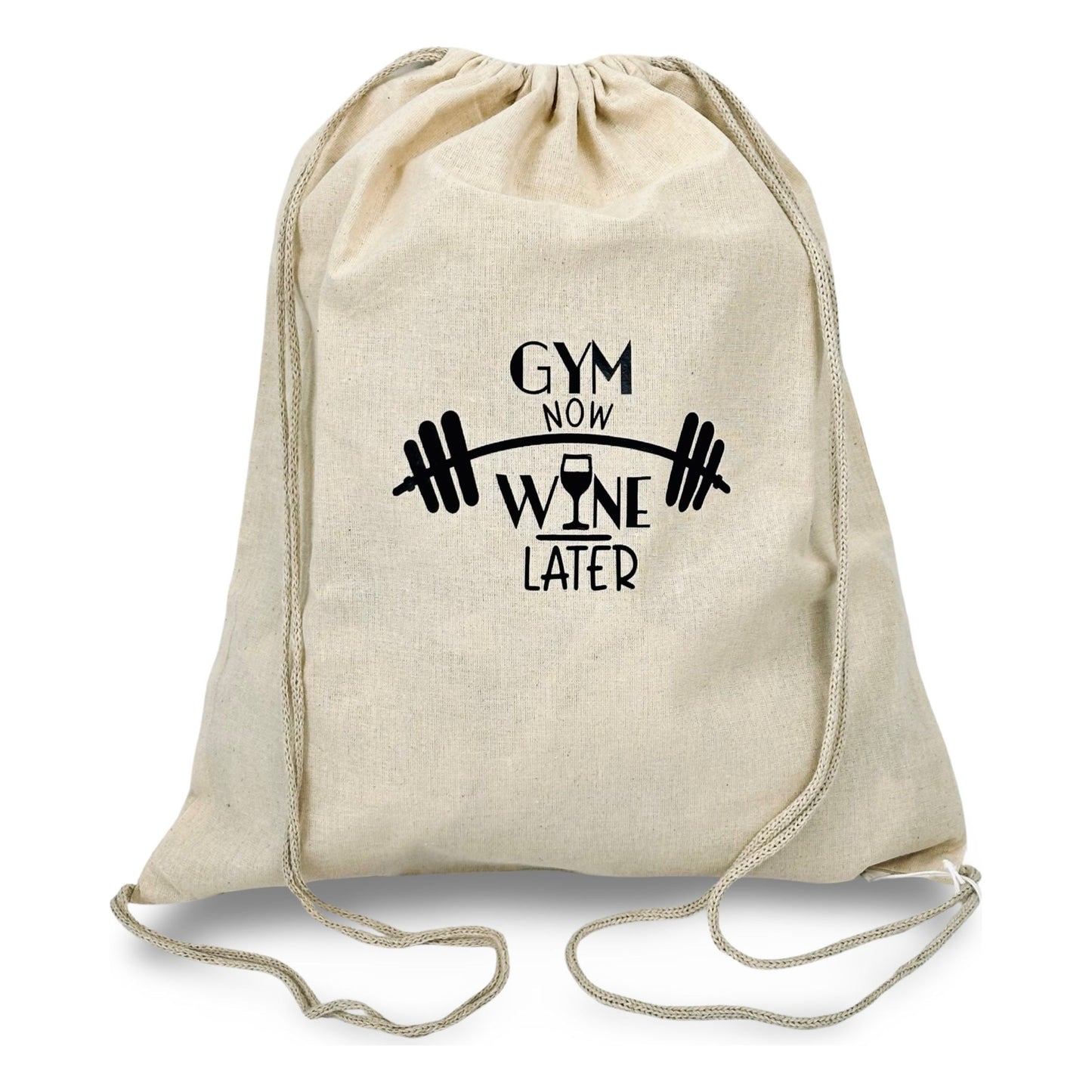 Drawstring Backpack “Gym Now Wine Later”