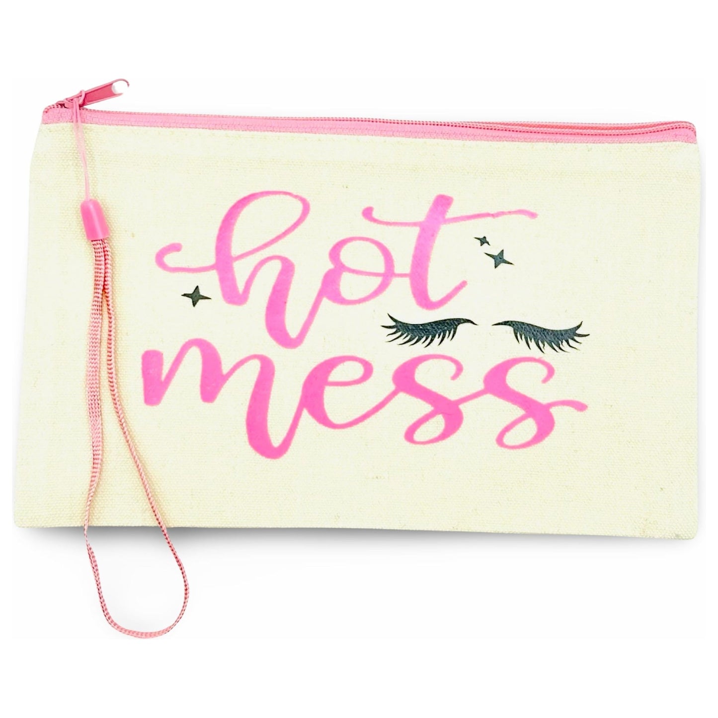 Canvas Zip Wristlet Pouch “Hot Mess”