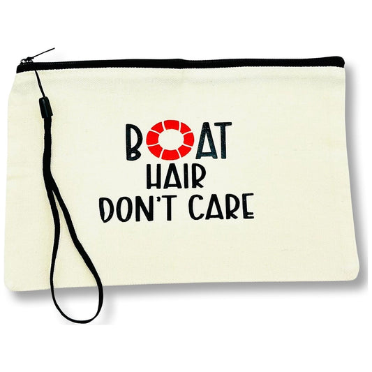 Canvas Zipper Wristlet Pouch “Boat Hair Don’t Care”