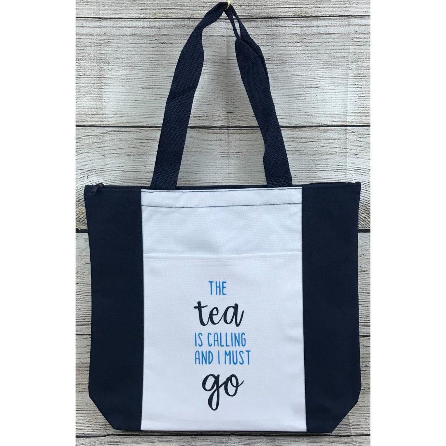 Deluxe Zip Tote Bag "The Tea is Calling and I Must Go"