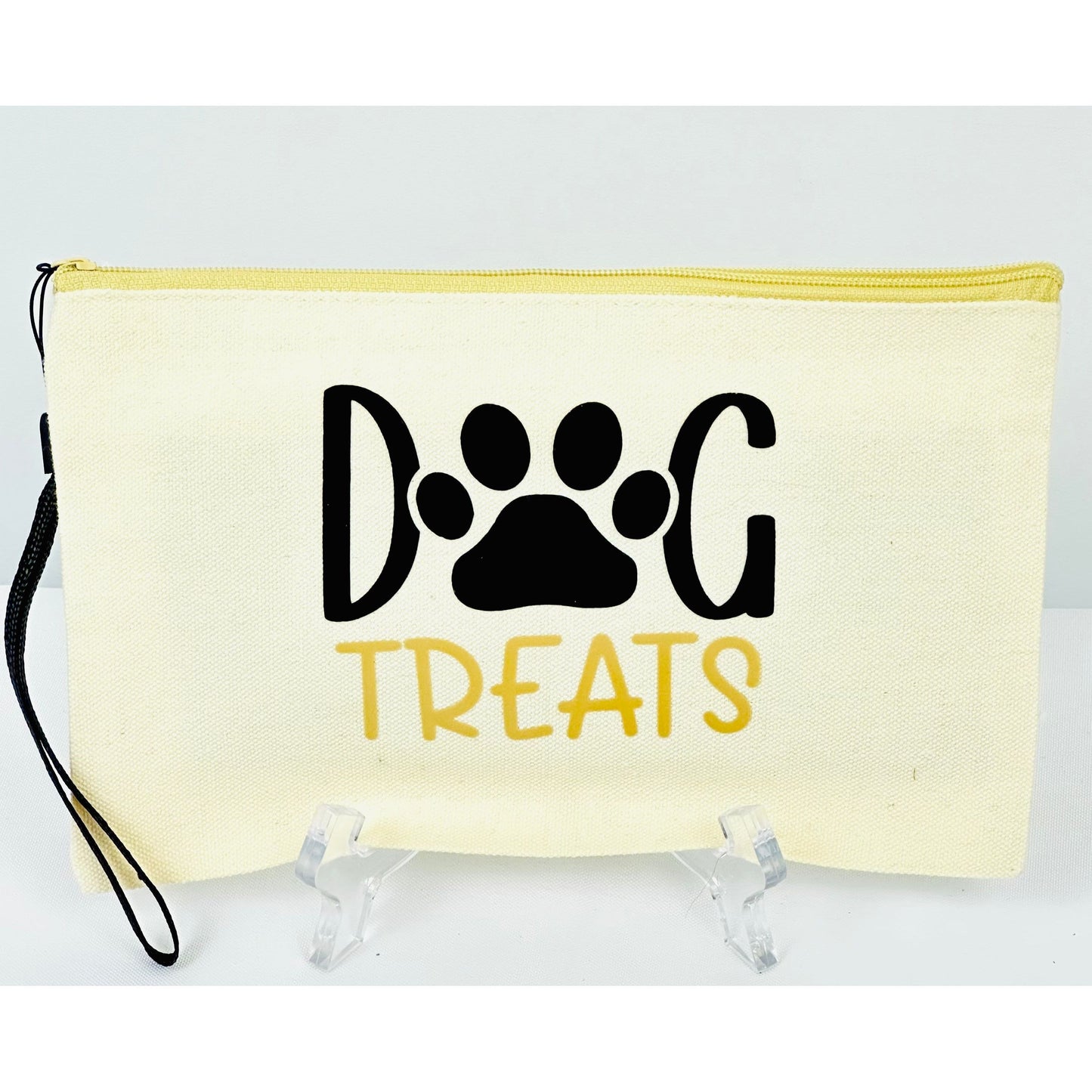 Canvas Zip Wristlet Pouch “Dog Treats”