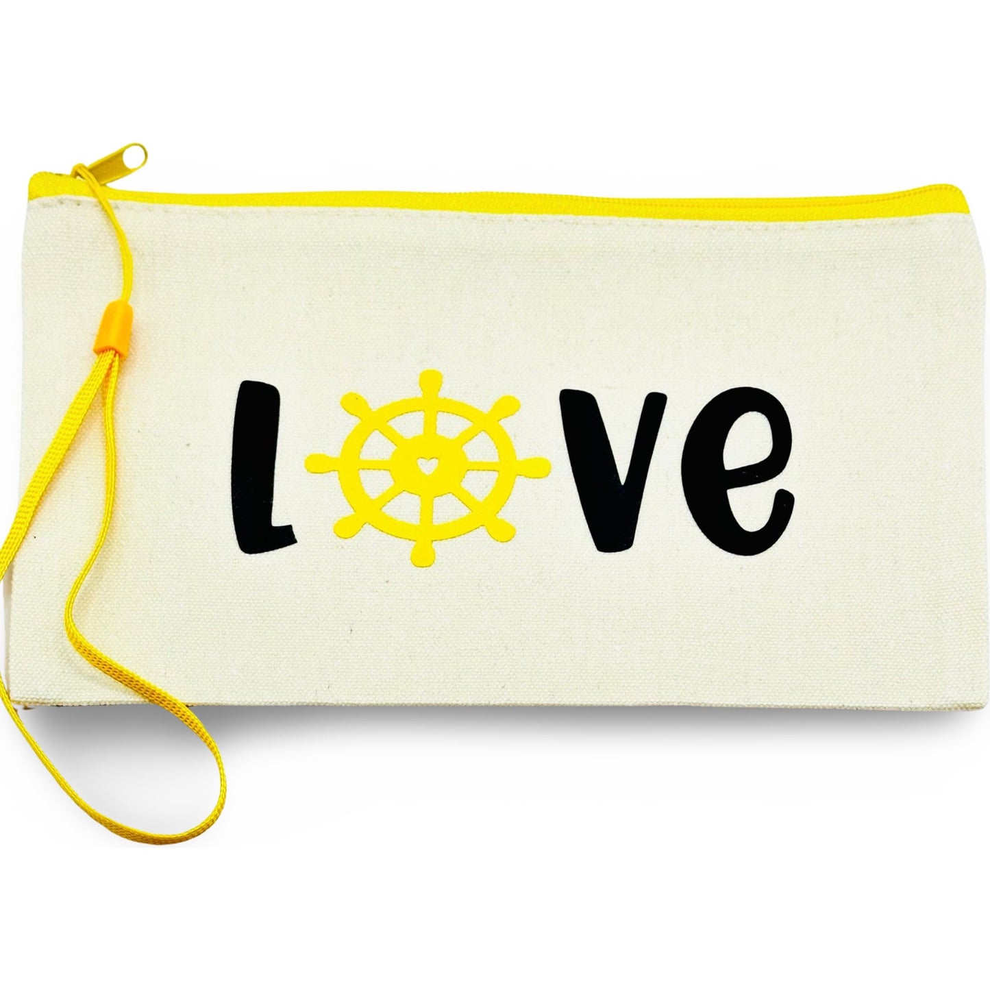 Canvas Zip Wristlet Pouch “LOVE”