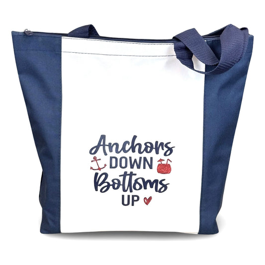 Deluxe Zip Tote Bag "Anchors Down Bottoms Up"