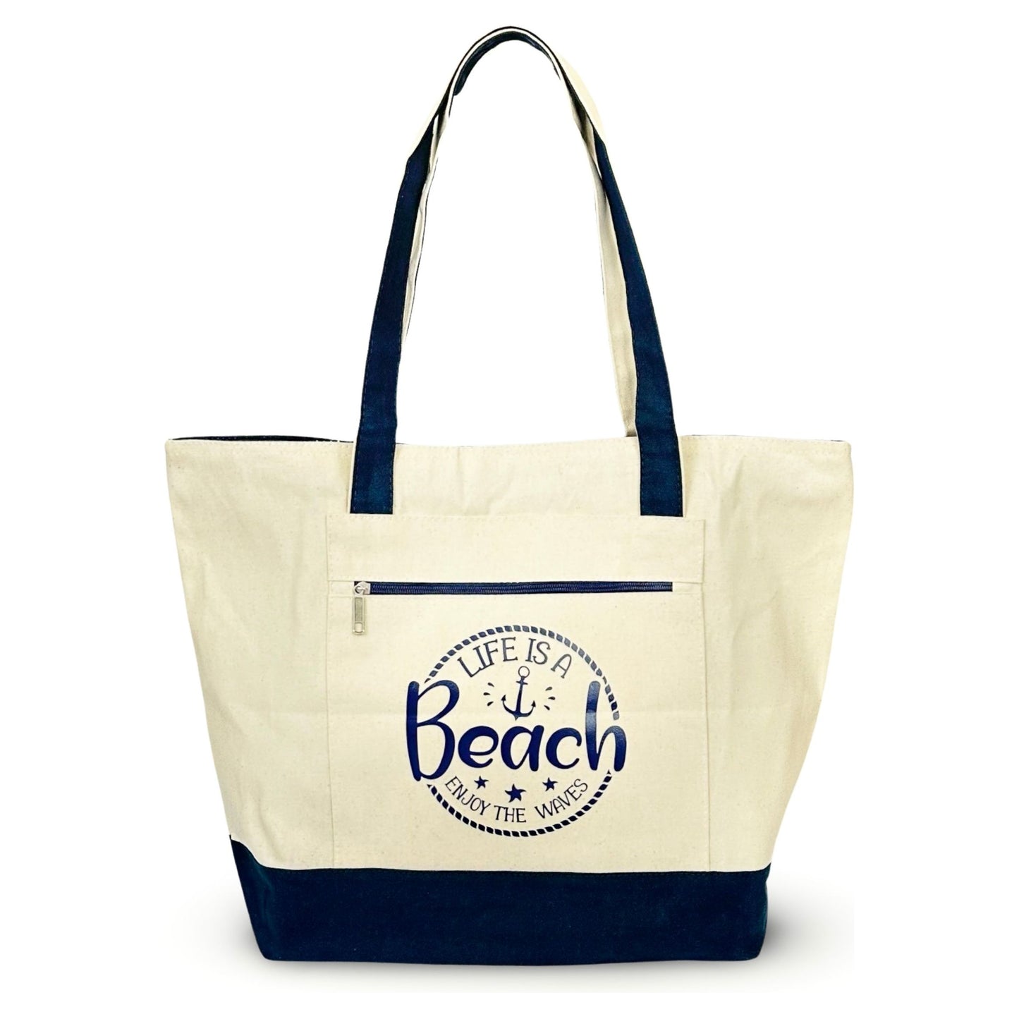 Canvas Tote "Life Is Beach Enjoy the Waves"