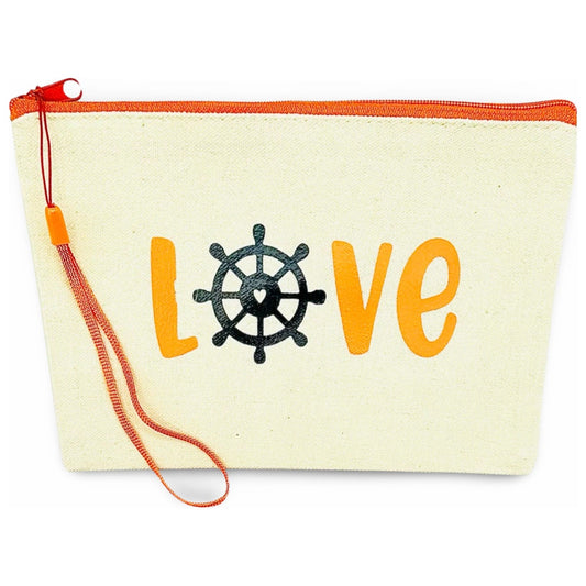 Canvas Zip Wristlet Pouch “LOVE”