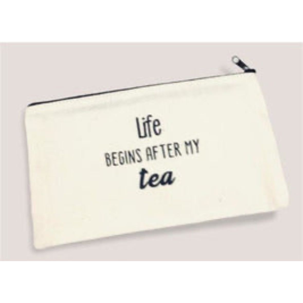 Canvas Tote "La vie commence après mon thé" with Pouch "Life begins after my tea"