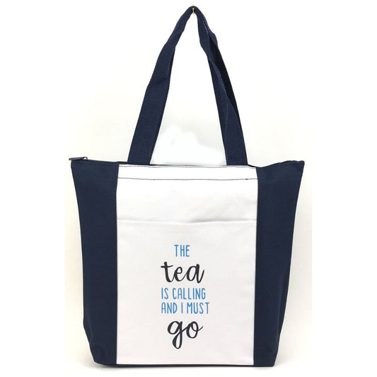 Deluxe Zip Tote Bag "The Tea is Calling and I Must Go"