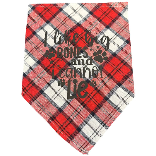 Dog Plaid Bandanna/Scarf "I LIKE BIG BONES AND I CANNOT LIE" Size M