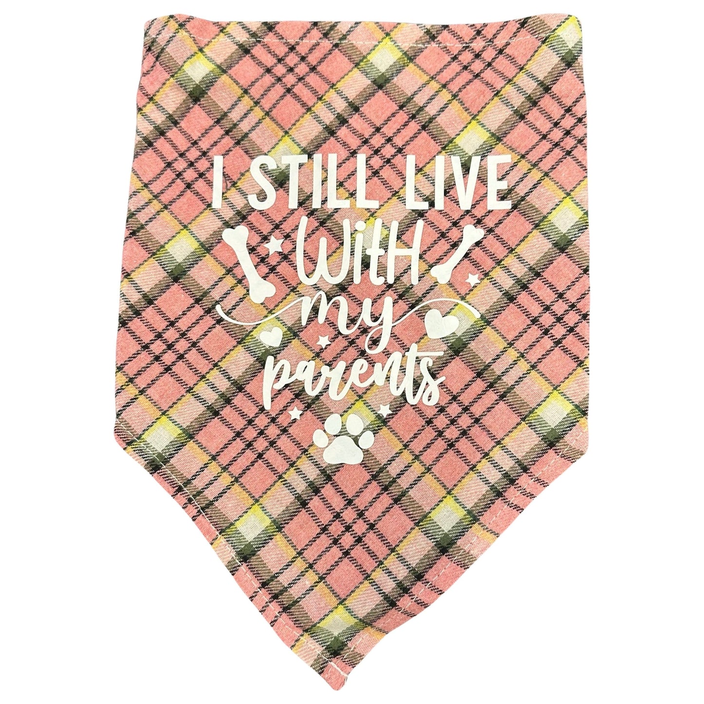 Dog Plaid Bandanna/Scarf "I STILL LIVE WITH MY PARENTS" Size M