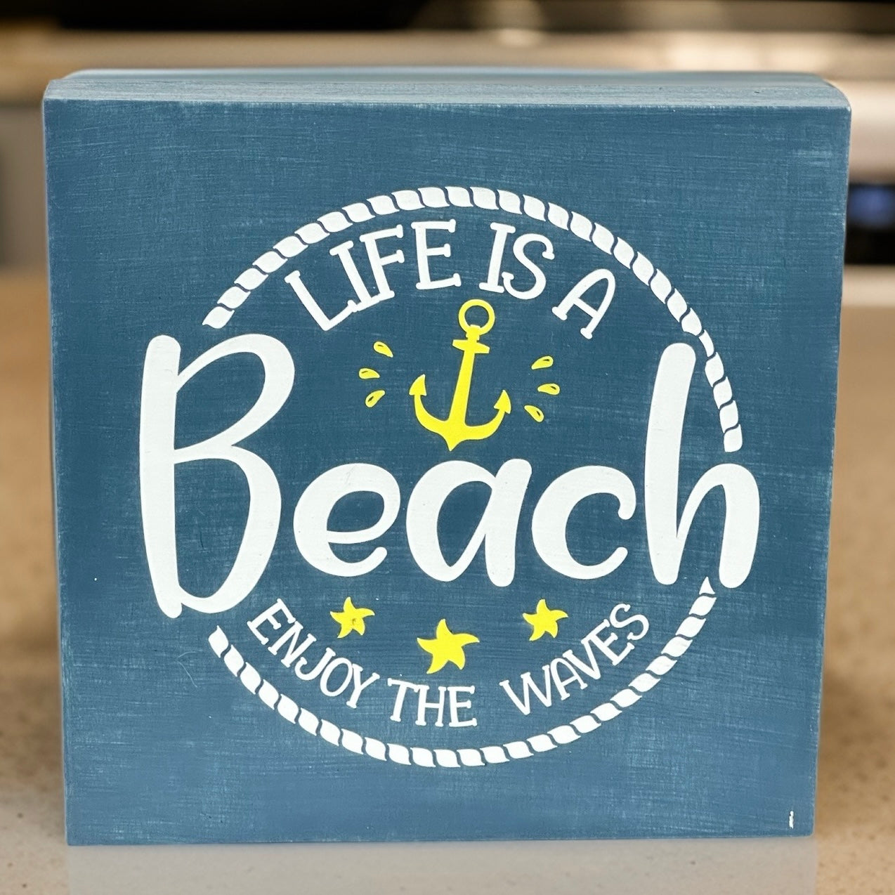 Small Wood Box Sign “Life Is A Beach Enjoy The Waves”