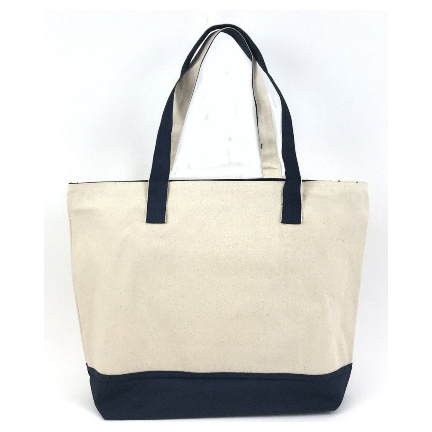 Canvas Tote with Front Zip Pocket "Tea Strong Lashes Long Hustle On"