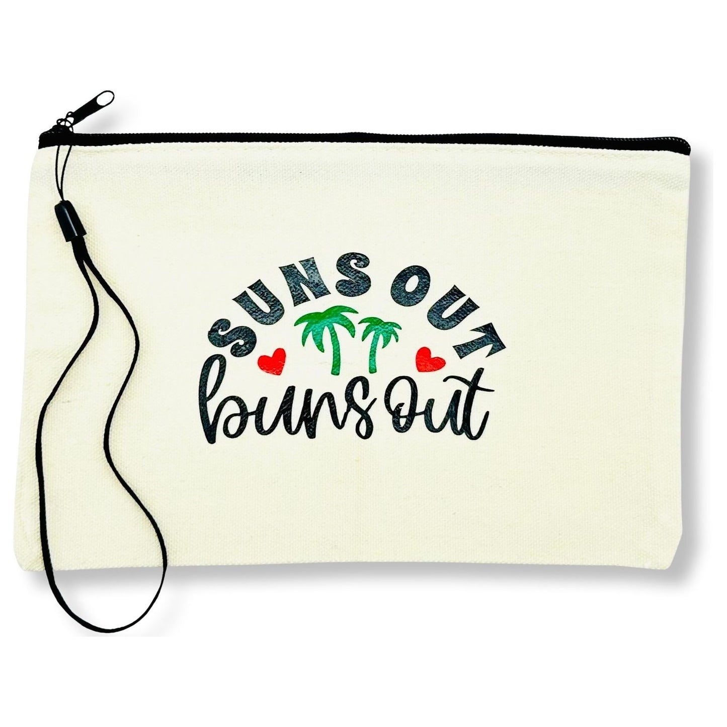 Canvas Zip Wristlet Pouch “Suns Out Buns Out”