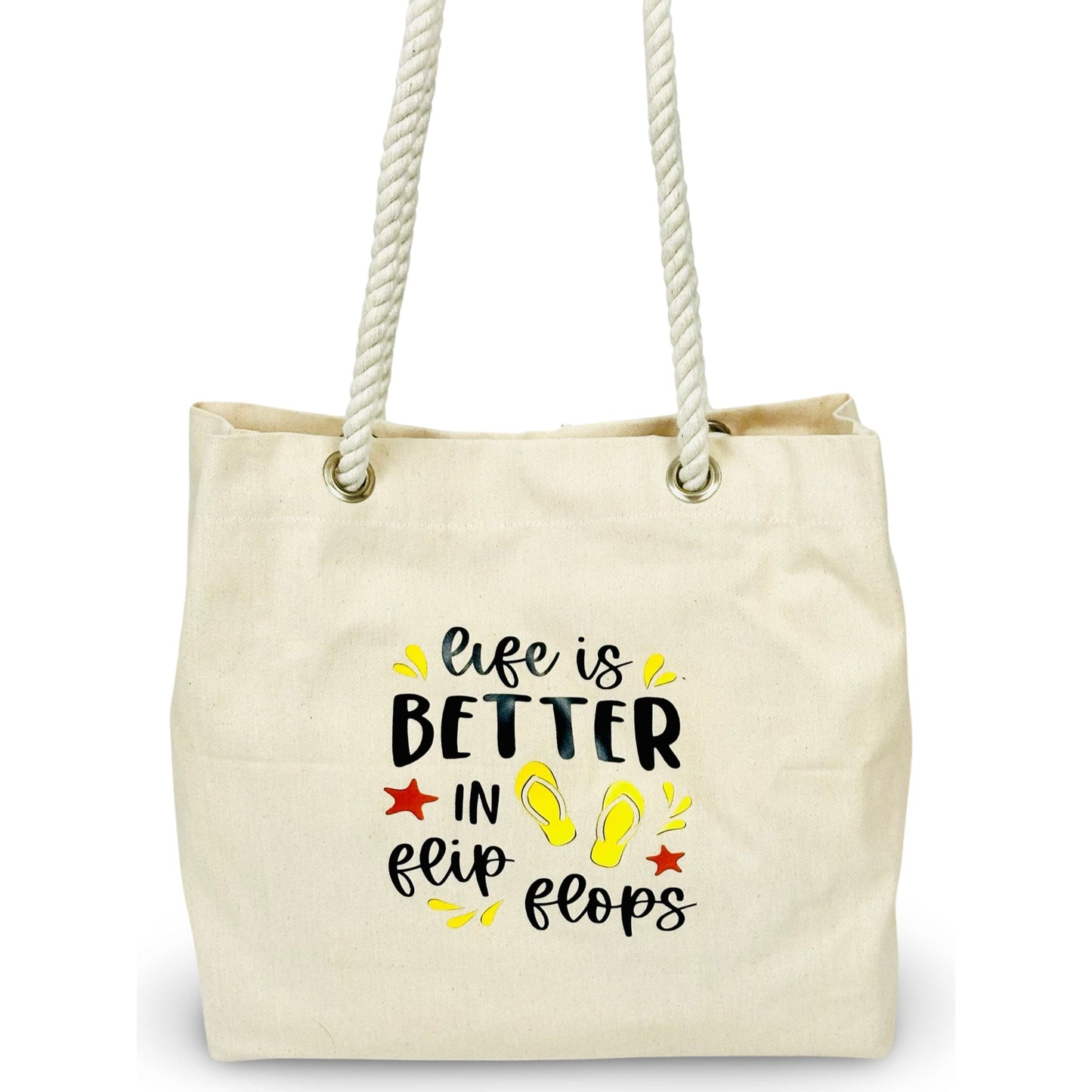 Canvas Beach Tote "Life Is Better In Flip Flops"