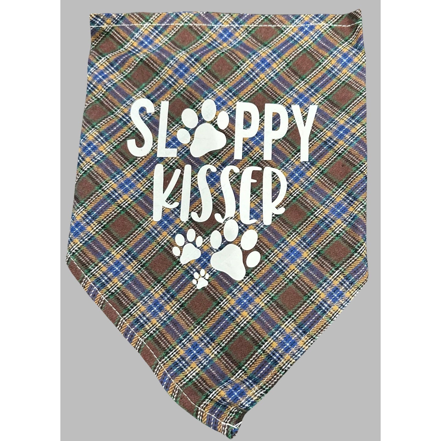 Dog Plaid Bandanna/Scarf "Sloppy Kisser" Size M