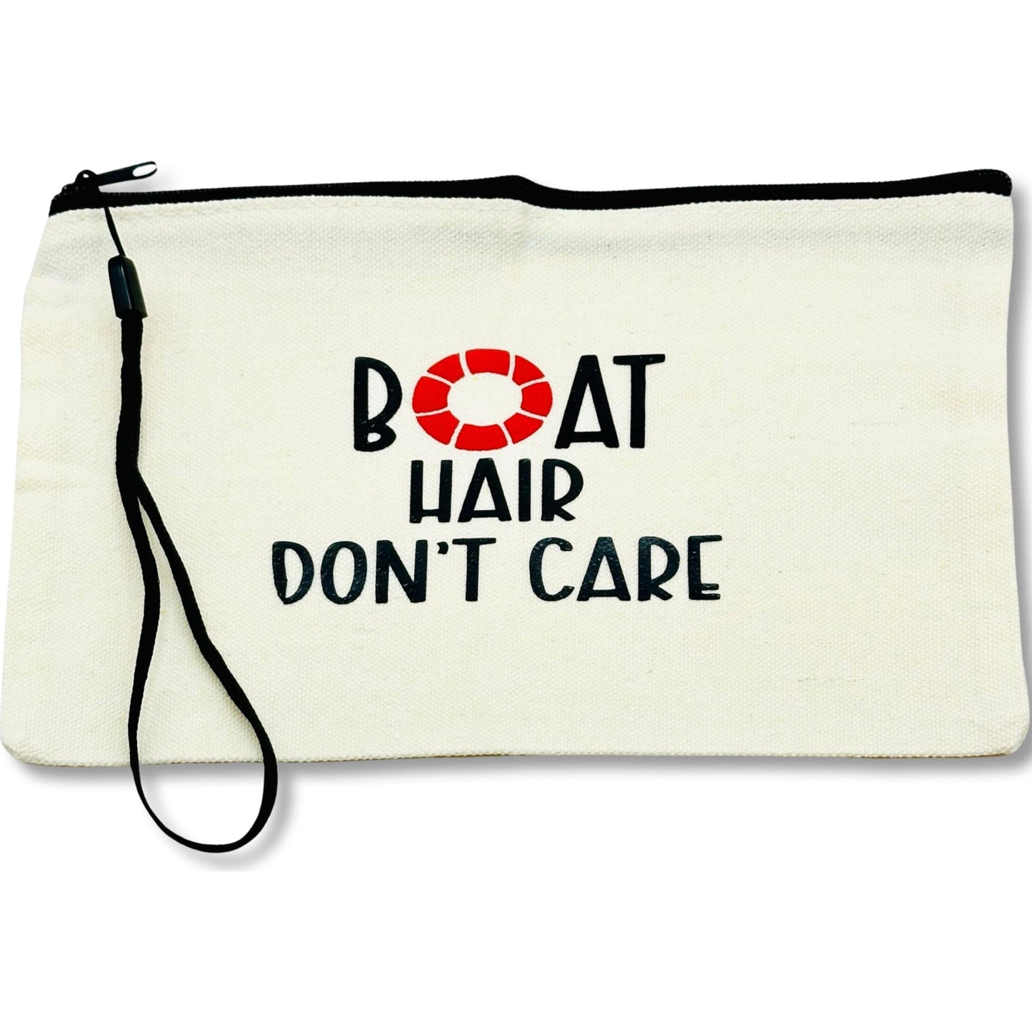 Canvas Zipper Wristlet Pouch “Boat Hair Don’t Care”