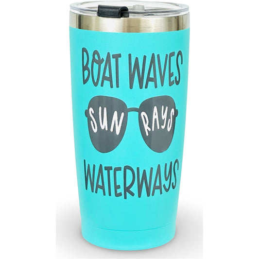 20oz Tumbler "Boat Waves Sun Rays Waterways"