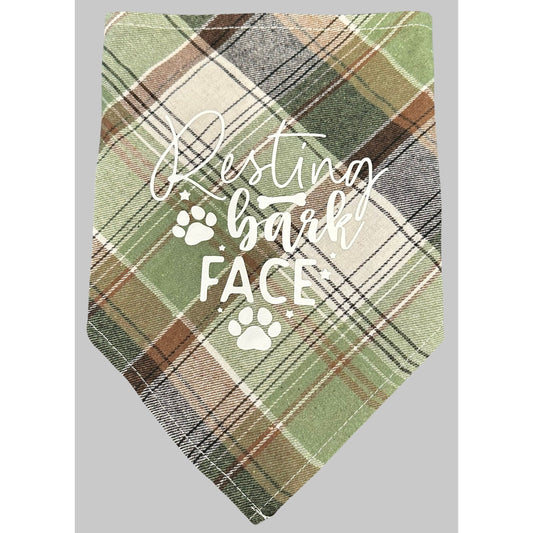 Dog Plaid Bandanna/Scarf "RESTING BARK FACE" Size M