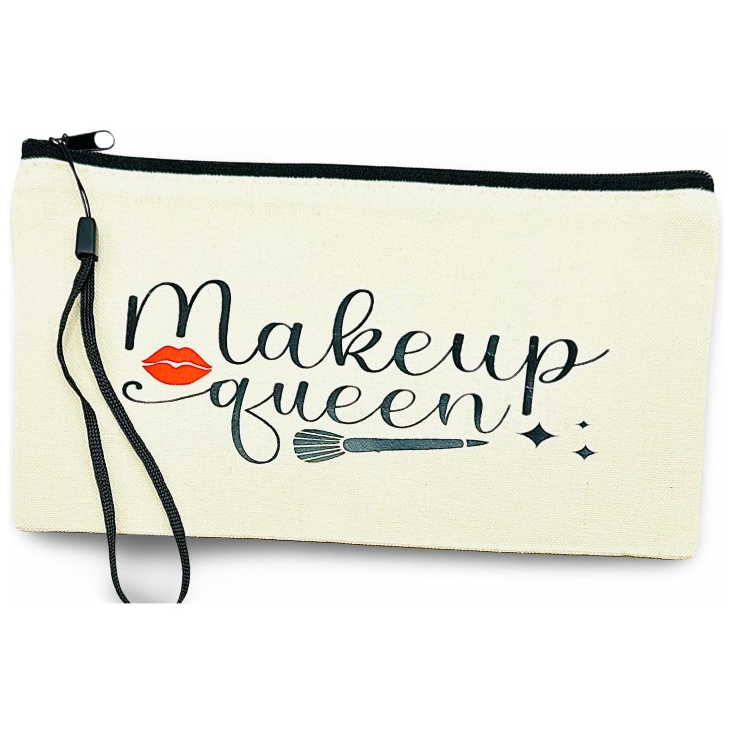 Canvas Zip Pouch/Wristlet "Makeup Queen"