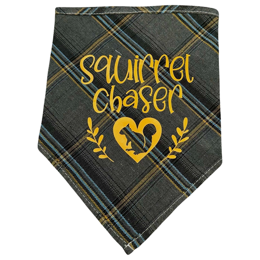 Dog Plaid Bandanna/Scarf "SQUIRREL CHASER" Size M