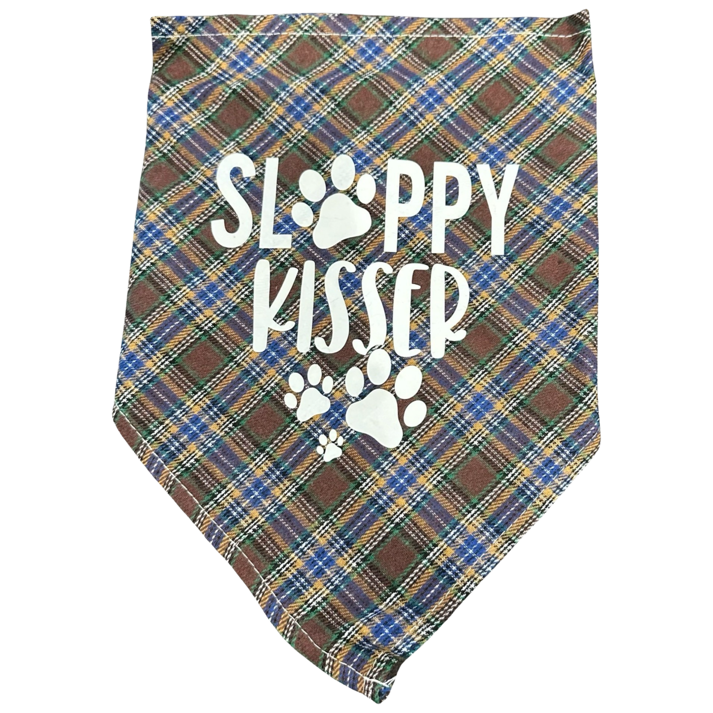 Dog Plaid Bandanna/Scarf "Sloppy Kisser" Size M