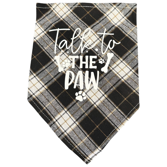 Dog Plaid Bandanna/Scarf "TALK TO THE PAW" Size M