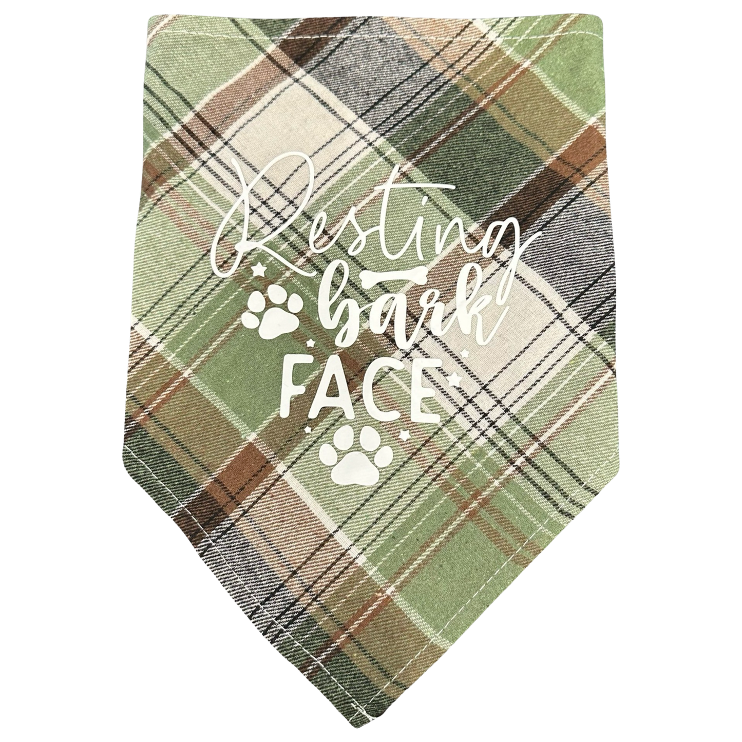 Dog Plaid Bandanna/Scarf "RESTING BARK FACE" Size M