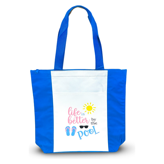 Deluxe Zip Tote Bag "Life is Better by the Pool"